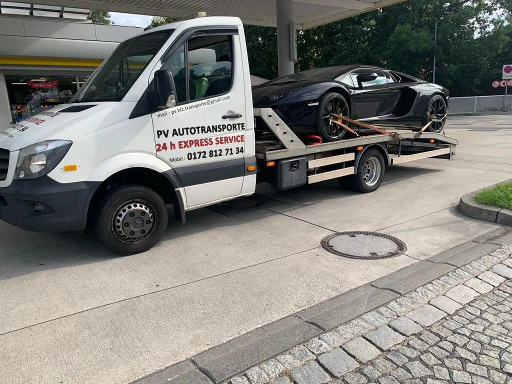 Lamborghini on a PV transport vehicle